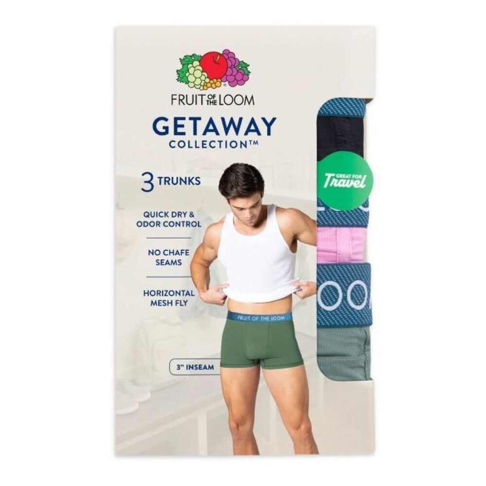 Fruit of the Loom Getaway Collection 3-Pack 3" Trunks Boxer Briefs  3XL  NWT